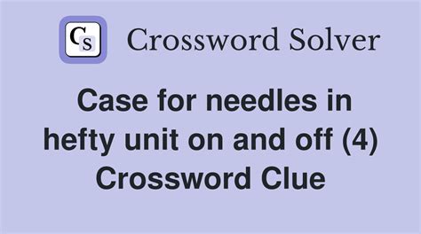 The Crossword Solver found 30 answers to "Needle cases (5)", 5 letters crossword clue. . Crossword clue needle case